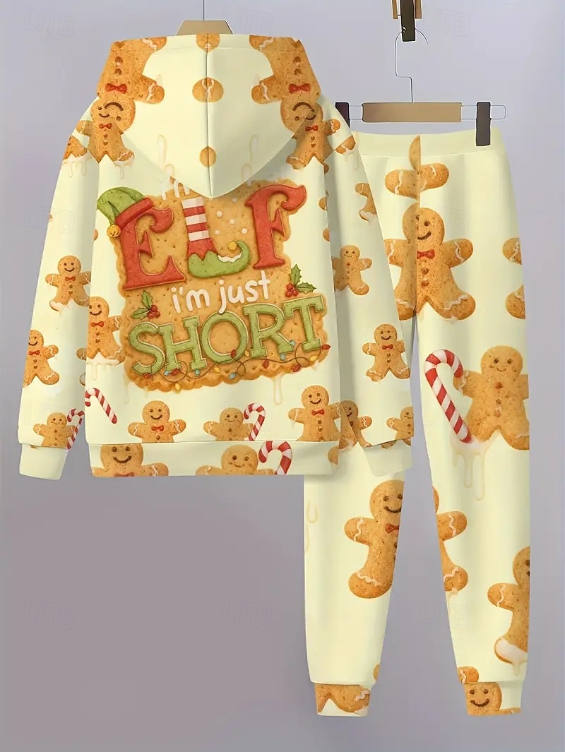 Kerstmis Jongens 3D Grafisch Ruitjes Peperkoek mannen Kerstsets kerstcadeau Set met capuchon en joggingbroek Lange mouw Lente Herfst Dagelijks Basic Casual Kinderen 4 jaar + Capuchon Buiten Vakantie 2025 - $26.99 –P3