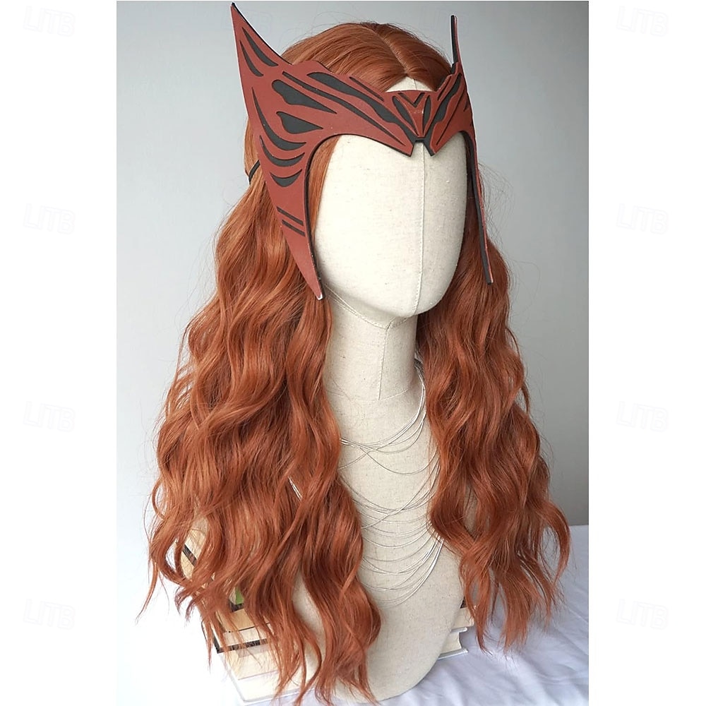 Peruca longa ruiva natural, peruca ruiva longa e encaracolada para fantasias, peruca sintética ruiva acobreada ondulada de 71 cm (28 polegadas) para festas de carnaval de 2026 por $21.99 –P2