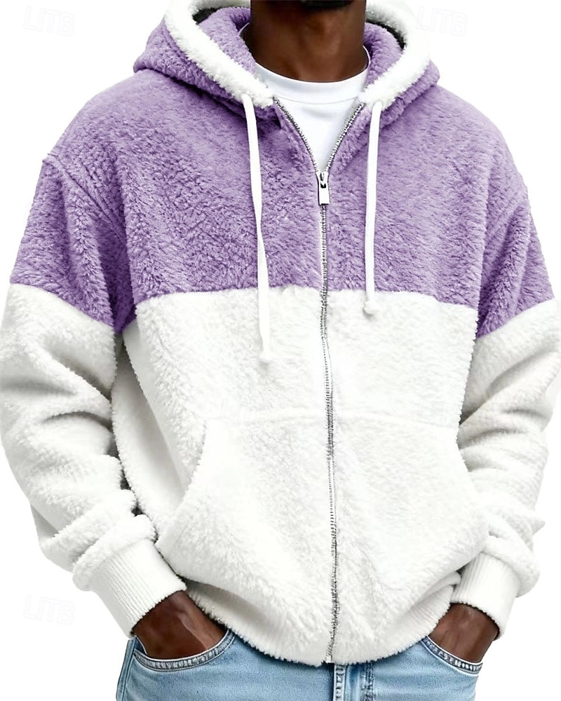 Per uomo Felpa con cappuccio Felpa con cappuccio a zip intera Felpe con cappuccio e zip Felpa con cappuccio in pile Nero Blu Reale Grigio Con Cappuccio Blocco di colori Patchwork Tasca Quotidiano del 2026 a $34.99 –P8