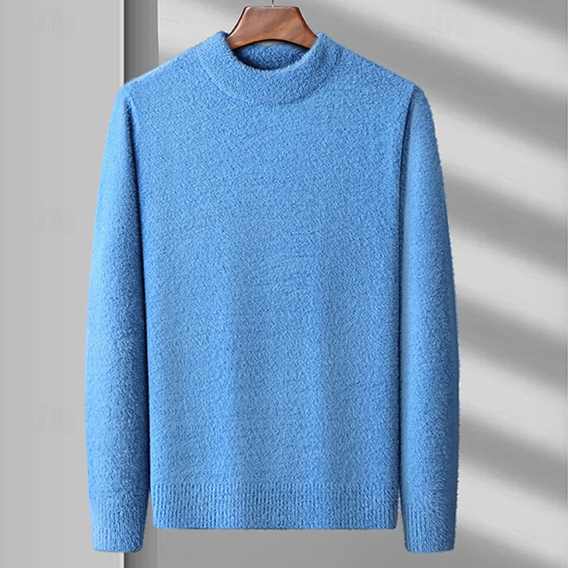 Miesten Neulepusero Neulottu villapaita Joustin Neuloa Tavalliset topit Kudottu Tavallinen Tiukka pyöreä kaula-aukko Muoti Perus Loma Arki-asut Vaatetus Syksy Talvi Laivaston sininen Sininen M L XL 2026 - $36.99 –P2