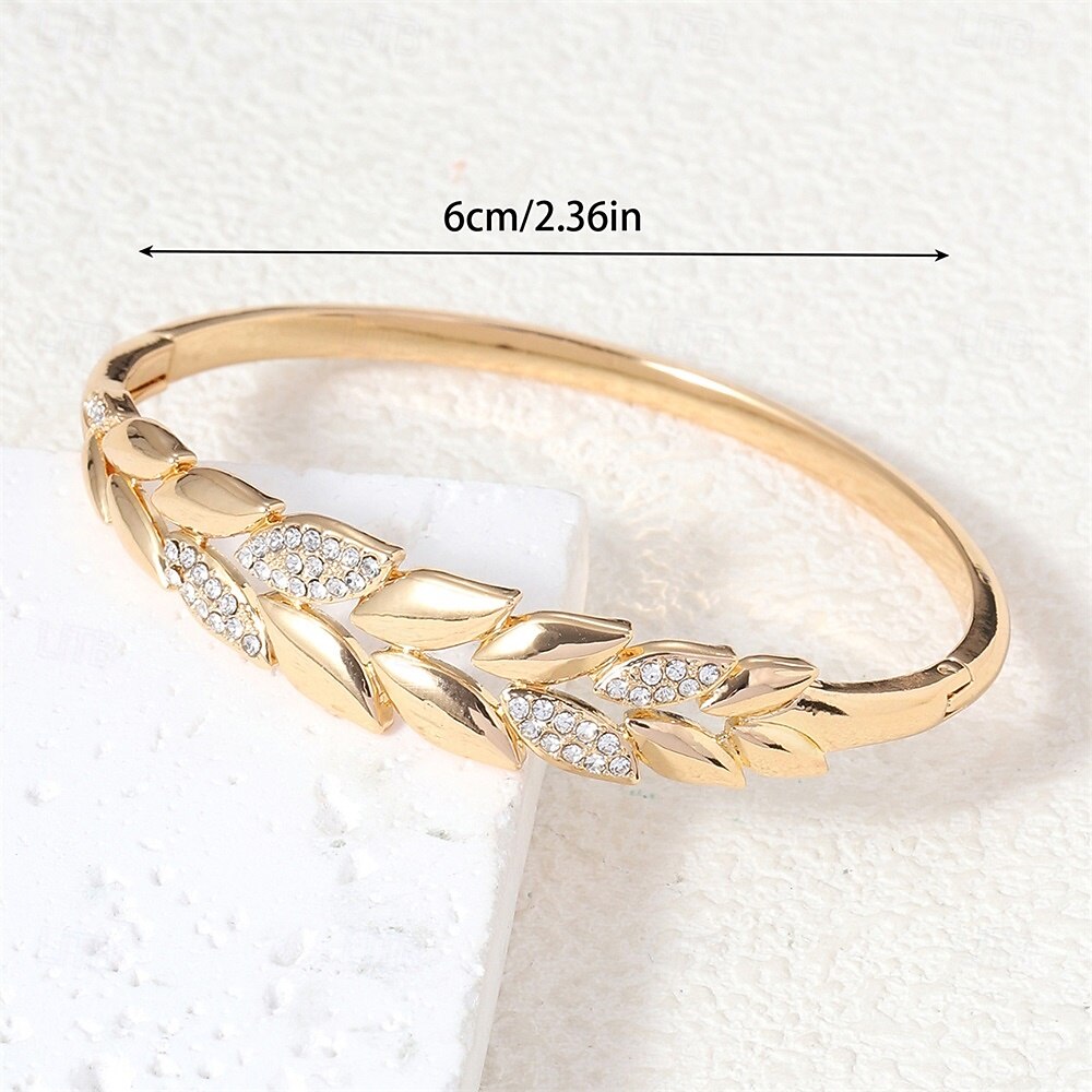 Cyrkon Retro Kształt listka Moda Spersonalizowane Prosty Modny Chrom Bransoletka Biżuteria Srebrny / Złota Na Ślub Impreza Zaręczynowy Studniówka 2026 - $9.99 –P4