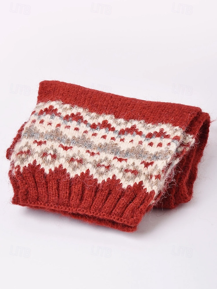 Weihnachtsstrickschal für Damen – kuschelig, weich, Fair-Isle-Muster, verschiedene Farben, perfekt für die Feiertage und als Wintergeschenk 2026 - $18.99 –P8