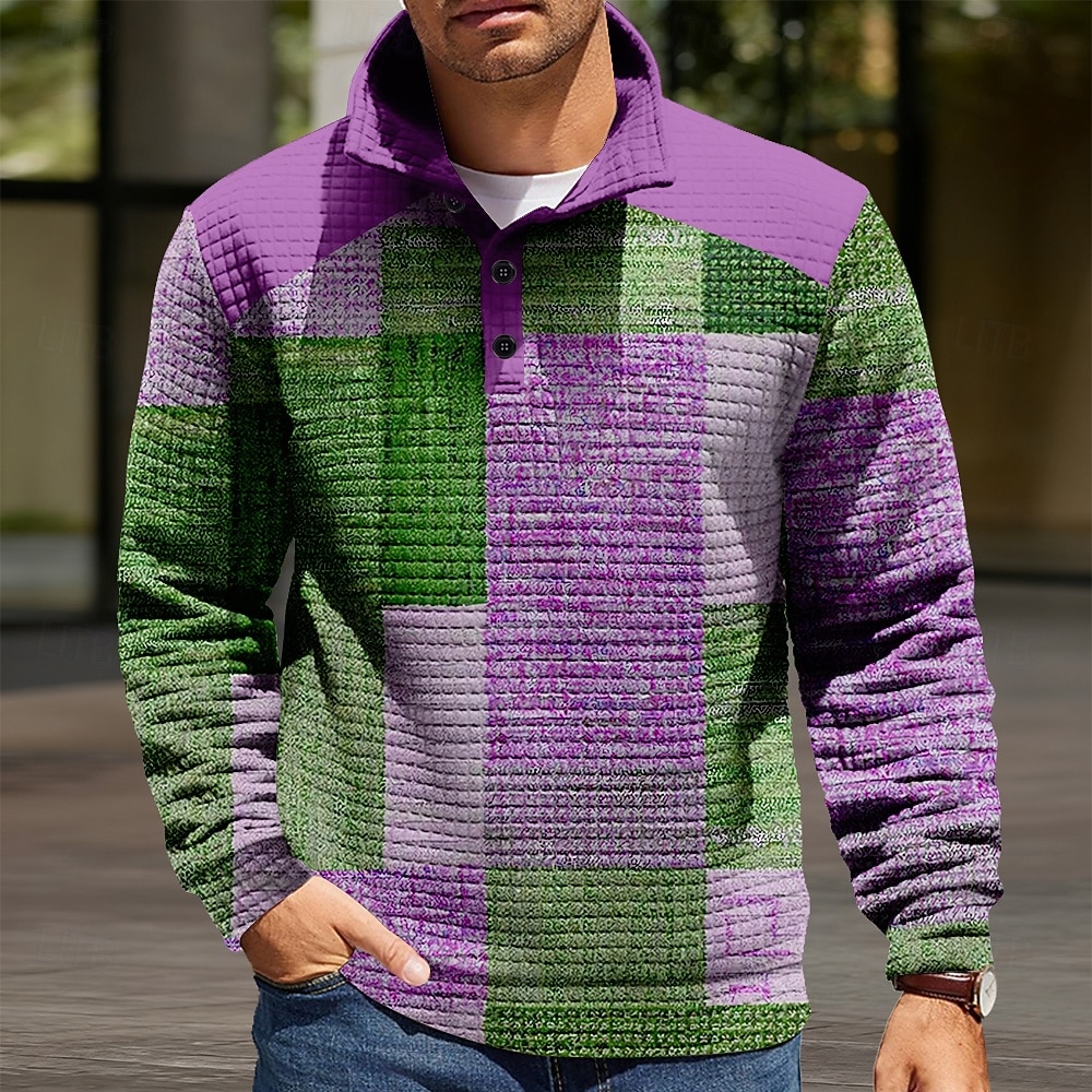 Miesten Geometrinen Skottiruutukuvio Vohveli College Päivittäin Klassinen Vapaa-aika Stand-kaula-aukko ulko- Koti Työ Lahja Sininen Keltainen Purppura Harmaa Napit Syksy Talvi Suunnittelija S M L XL 2026 - $28.99 –P4