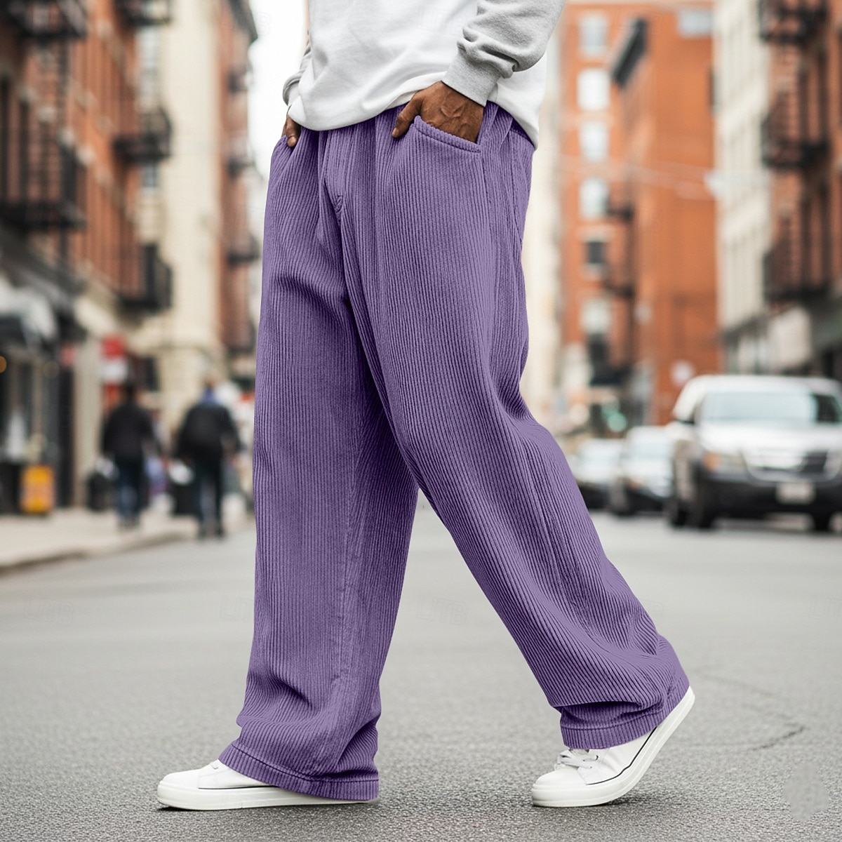 Bărbați Pantaloni Pantaloni Corduroy Pantaloni largi Pantaloni casual Pantaloni de sport cu picior drept Cordon Culoare solidă Confort Lungime totală În aer liber Casual Zilnic Modă Stil Clasic Negru 2026 - $22.99 –P9