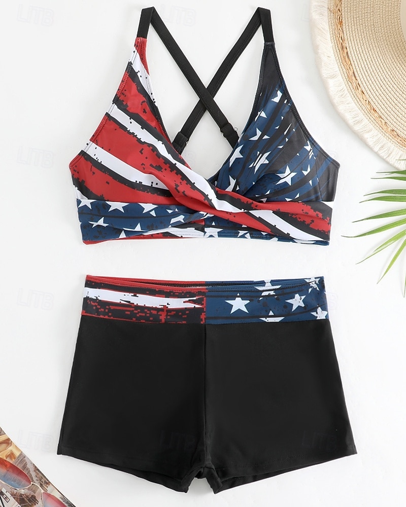 Women's Swimwear 2 Piece Shorts Swimsuit Backless Vacation Beach Wear Geometic V Neck Sleeveless Bathing Suits 2026 - $24.99 –P8