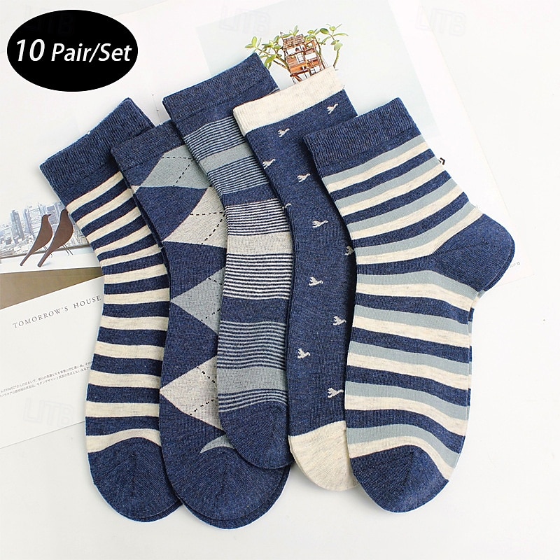 Męskie 10 par Pakiety Multi Skarpety Skarpetki do biegania Skarpety na co dzień Niebieski Kolor Prążki Urlop Sport i turystyka Codzienny Podstawowy Średnie Wiosna Jesień Moda Codzienny 2026 - $18.49 –P1