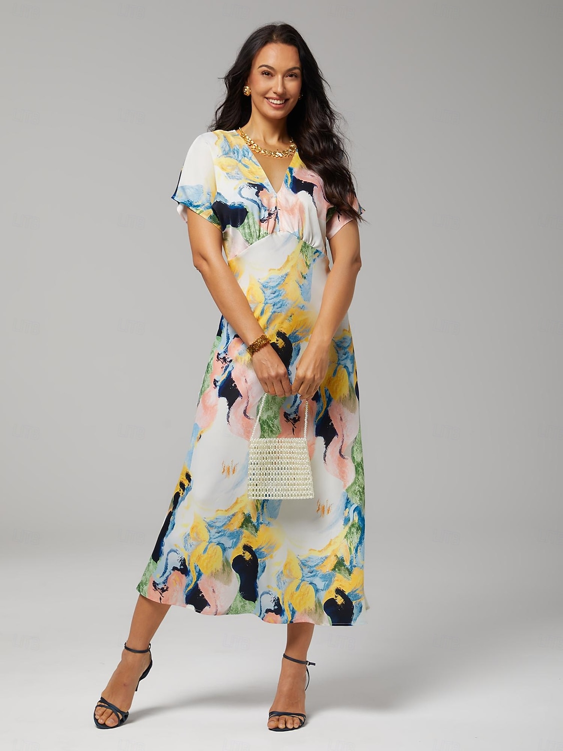 sachin and babi light blue dress Women's Long Sleeve Maxi Dress Crew Neck Irregular Stripe Maxi Dress Casual  Mermaid Hem Pencil Dresses Buy cheaply on Joom main image 0