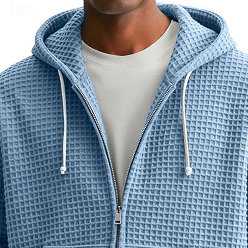 Per uomo Felpa con cappuccio Felpa con cappuccio a zip intera Felpa con cappuccio a nido d'ape Felpa con cappuccio tattica Blu marino Verde Grigio chiaro Azzurro Con Cappuccio Semplice Cerniera del 2025 a $27.99 –P5