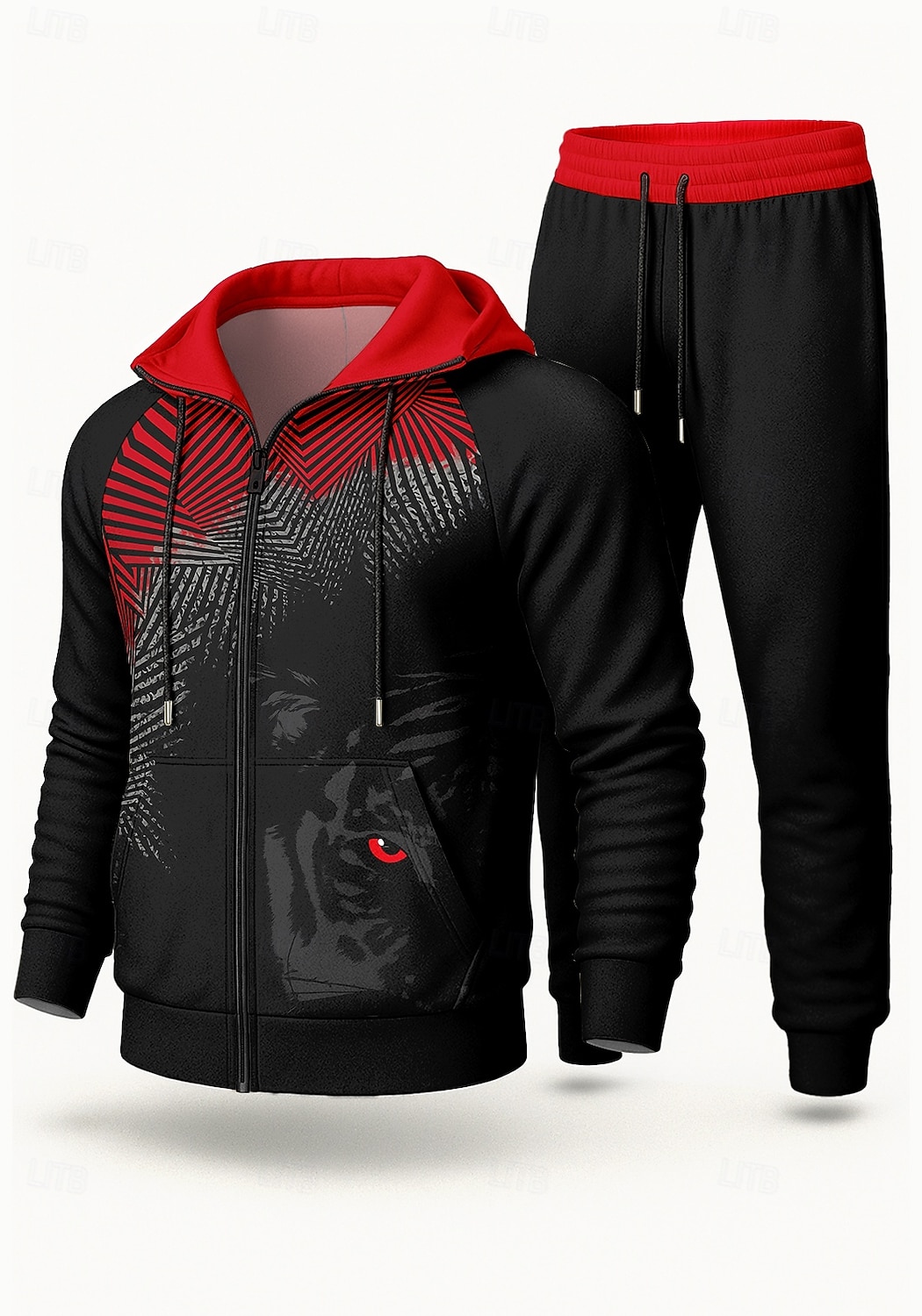 Homens Moletom Agasalho de 2 peças Conjuntos de moletom Com Cordão Zip Up Animal Modelado Conjunto de roupa atlética Conjunto de roupa Conjuntos Outono Preto Vocação Exterior Viagem Leve Da Moda de 2025 por $41.99 –P1