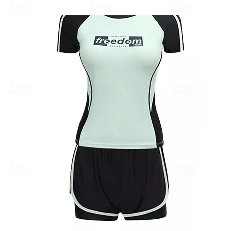 בגדי ריקוד נשים 2 חלקים של Rash Guard חולצת שחייה בגדי ים בגדי ים תלתן הגנת UV בקרת בטן גלישה שייט בקאנו שנרקול קיץ 2026 - $27.99 –P2