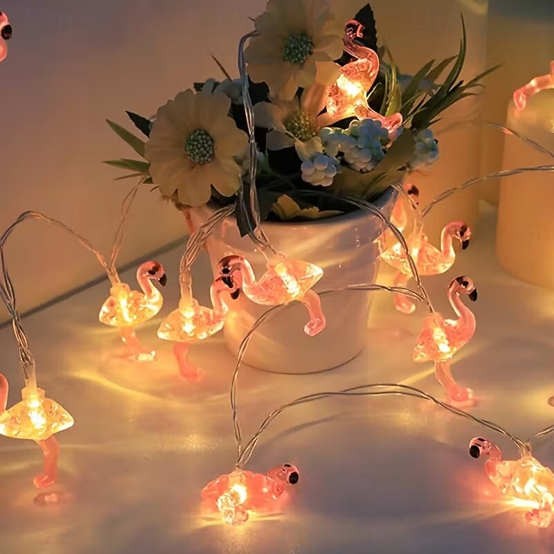 LED-flamingoljusslingor AA-batteridrivna ljusslingor flexibla ljusslingor 6m 3m inomhus-/utomhusdekor för bröllop, fester, födelsedagar, jul, flamingoljus, fest, högtidsbelysning 2025 - $15.99 –P4