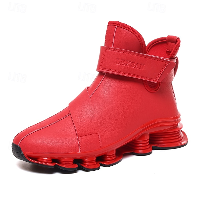 Zapatillas deportivas rojas para hombre: elegantes y cómodas, con parte superior de malla y cámara de aire, perfectas para un look informal en vacaciones y fiestas navideñas. 2026 - $64.99 –P1