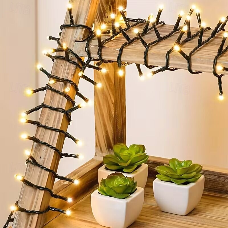 Светодиодная гирлянда для рождественской елки, 10 м, 500 светодиодов, гирлянда с теплым белым светом, 8 режимов мерцания, декоративная гирлянда для домашнего рождественского праздничного освещения, 2025 - $52.99 –P4