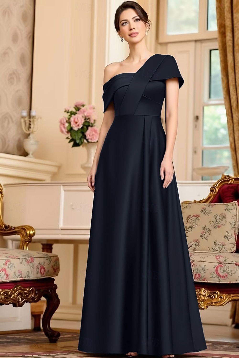A-Linie Bodenlang Knöchellänge Partykleid Cocktailkleid Kurzarm Schulterfrei Elegant Minimalistisch Formell Hochzeitsgast Satin Brautmutterkleid mit Einfarbig 2025 - $134.99 –P7