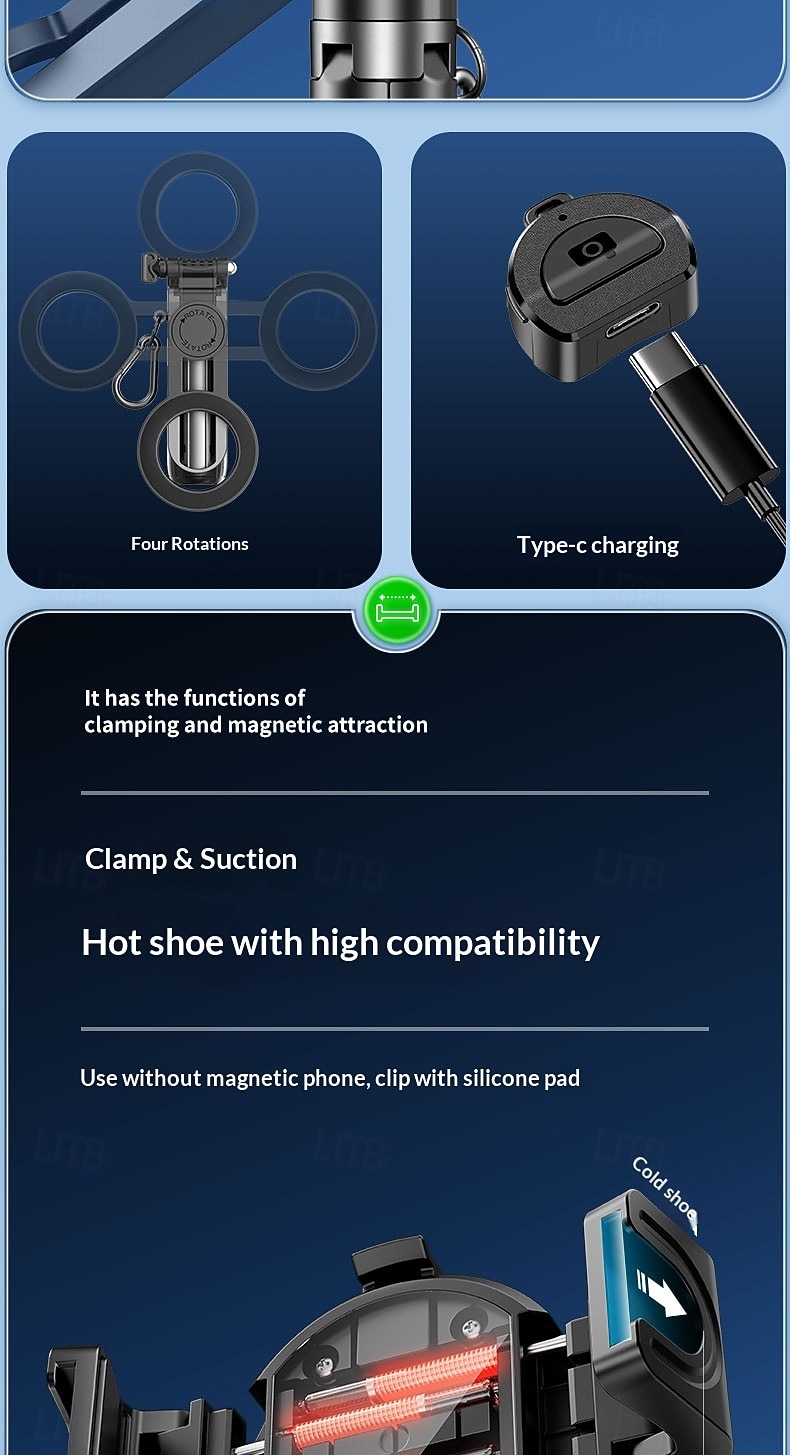 Phone Camera Grip Smartphone Tripod Mount Handle Holder for iPhone 15 14 Pro Max S23 S22 Ultra with Bluetooth Shutter and Cold Shoe Adapter Selfie Vlog Video Shooting 2026 - $37.99 –P11