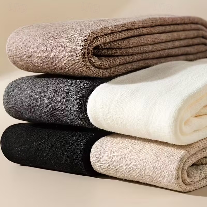 3 пары женских утолщенных носков выше колена - защита от экстремальных холодов - бежевый/черный/серый - теплые зимние носки на каждый день и для особых случаев, ребристые манжеты, флисовая подкладка, 2026 - $18.99 –P3