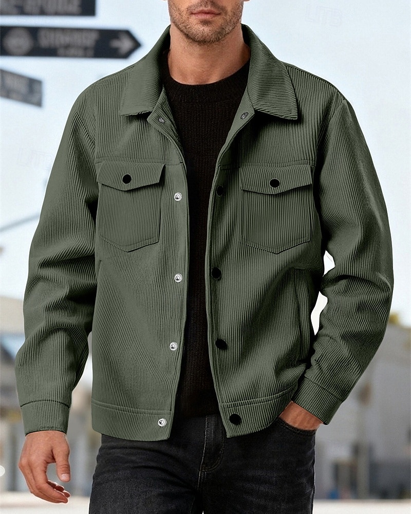 Per uomo Giacca Leggera Giacca Camicia Giacca Casual All'aperto Streetwear Tasca Bottoni Primavera & Autunno Autunno & Inverno Semplice Streetwear Quotidiano Collo ripiegato Regolare Nero Marrone del 2026 a $31.99 –P10