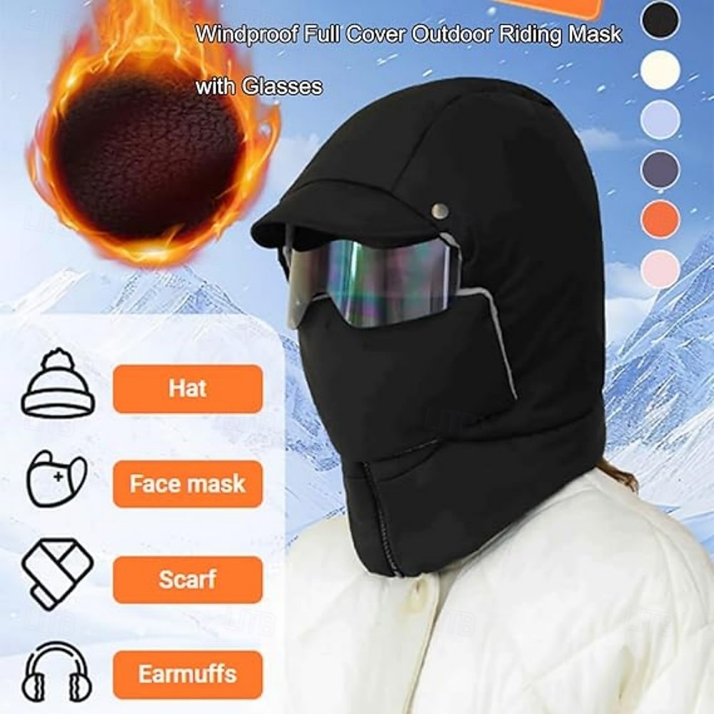 téli szélálló, teljes fedésű kültéri lovaglómaszk üveggyapjúval bélelt katonai fülvédős sapkával, uniszex hideg időjárási arcvédő, vastagított meleg csapda sapka kerékpározáshoz, síeléshez, 2026 - $21.99 –P1