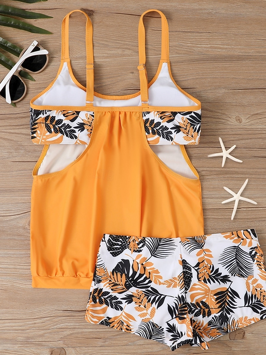 Tankini Feminino de Biquíni 2 Peças com Cintura Alta Controle de Barriga Cintura Alta Slim Costas Nuas Roupas de Praia de Férias Gráfico Floral com Decote U Sem Mangas de 2026 por $33.99 –P4