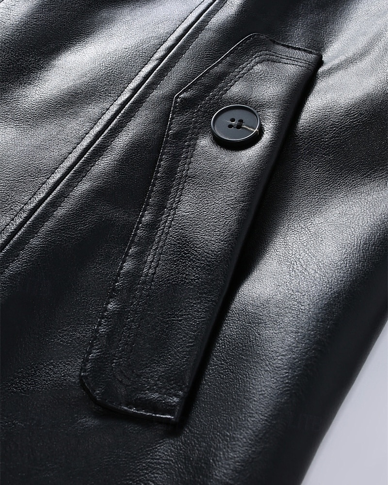 Ανδρικά Jeci Piele Μπουφάν Biker Μπουφάν μοτοσικλέτας Διακοπές Καθημερινά Αντιανεμικό Διατηρείτε Ζεστό Τσέπη Φθινόπωρο Χειμώνας Σκέτο Μοντέρνα Κλασσικό Πέτο Μακρύ Μαύρο Σακάκια 2026 - $102.99 –P5