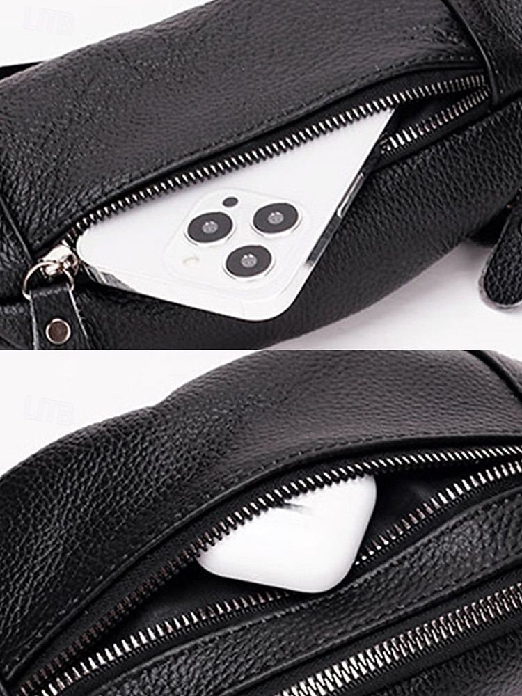 marsupio da uomo in vera pelle - grande capacità, colori nero e caffè, molteplici stili di utilizzo, elegante e pratico per l'uso quotidiano del 2026 a $11.99 –P10