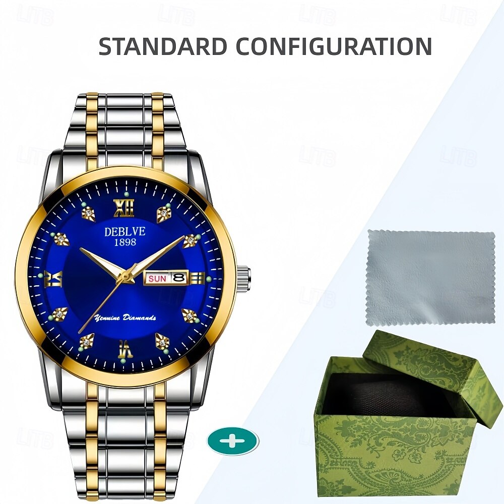 Модные мужские наручные часы высококачественные кварцевые часы датчик календаря светящийся циферблат украшение из страз лучший выбор подарка на День святого Валентина для мужчин 2026 - $18.99 –P3