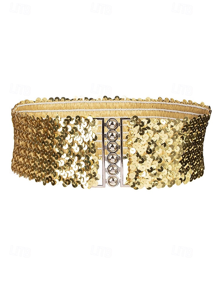 Γυναικεία χριστουγεννιάτικη ζώνη με γκλίτερ και ελαστικές πούλιες, ελαστική και άνετη, διαθέσιμη σε πολλά χρώματα – τέλειο αξεσουάρ για τις γιορτές 2026 - $11.99 –P9