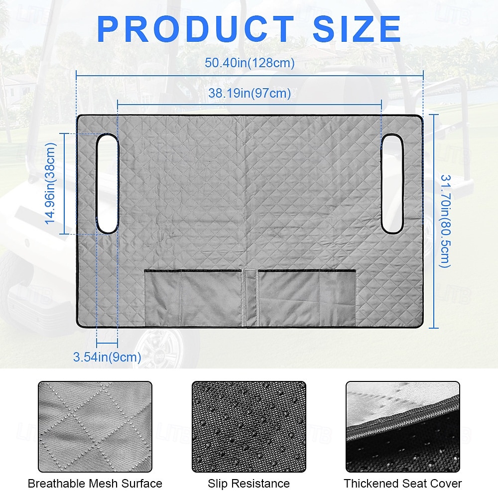 golfbilsetetrekk, universelt golfbilsetehåndkleteppe med 4 lommer foran &Sklisikker bunn passer til Ezgo, Yamaha, Club Car og flere golfbiler med 2 seter 2026 - $33.99 –P7