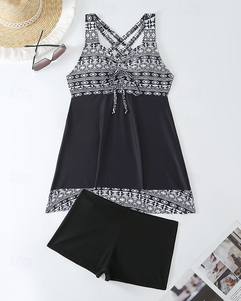 Femmes Maillots de Bain 2 pièces Shorts Maillot de bain Dos nu Vacances Tenues de plage Graphique Col rond Sans manches Maillots de bain de 2026 ? $12.49 –P6