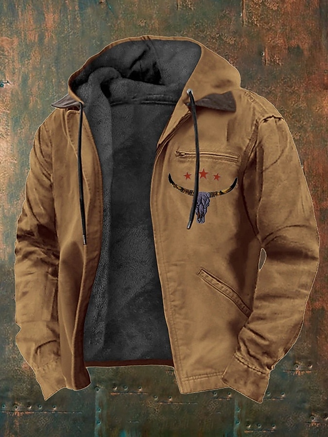 Per uomo Felpa con cappuccio a zip intera Giacca in Pile Felpa con cappuccio in pile Marrone Grigio scuro Con Cappuccio Mucca Stelle Tasca Dettagli in similpelle Casuale Quotidiano Abbigliamento del 2026 a $62.99 –P1