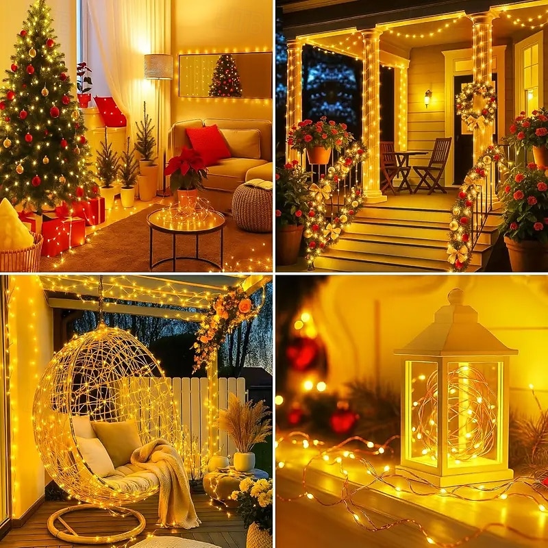 Fantasiavalot sisätiloihin portaita makuuhuoneessa häissä puuloma-juhlatunnelman koristevalonjohdolla matalajännitteisellä pistokkeella 10/20/30/50/150/200M 2026 - $10.49 –P1