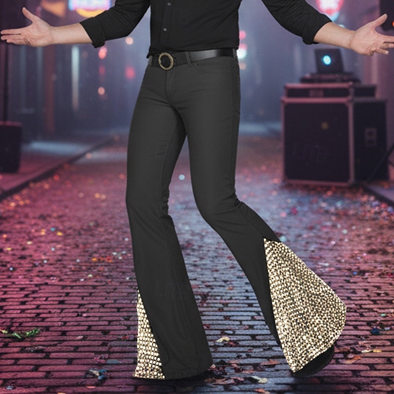 Муж. Штаны Костюм Беллое дно Расклешенные брюки Брюки для выпускного Пэчворк Блестящий металл Полотняное плетение Комфорт Полная длина Для вечеринок Бизнес Повседневные Мода Уличный стиль 2026 - $26.99 –P5