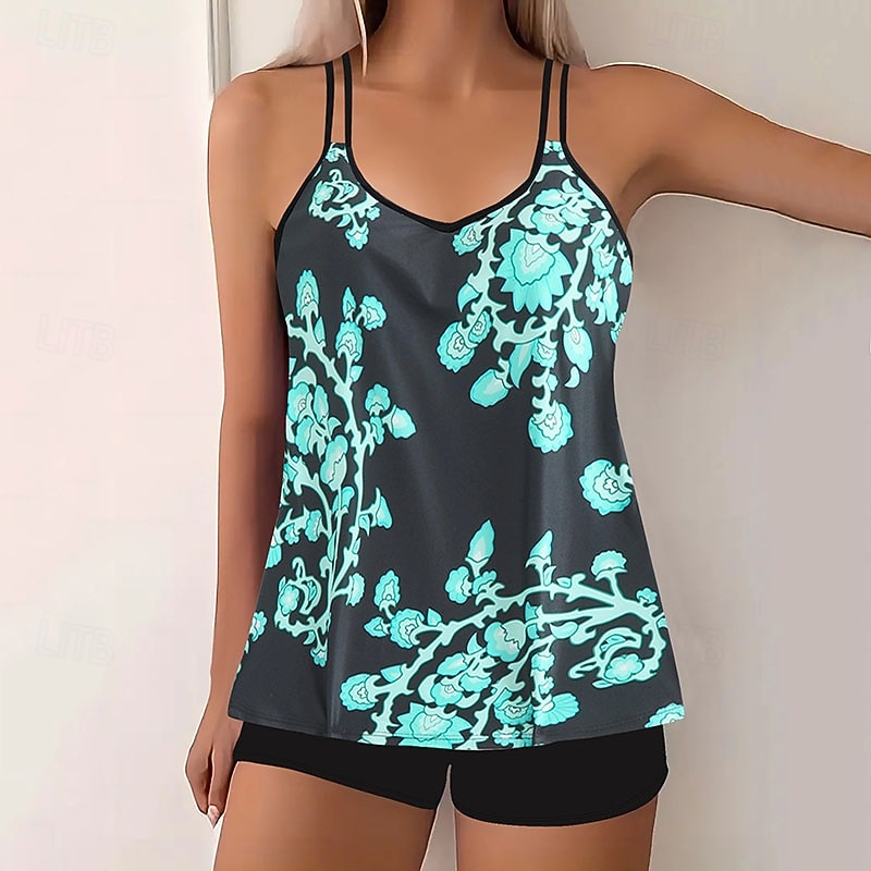 Women's Swimwear 2 Piece Shorts Swimsuit Backless Vacation Beach Wear Graphic Color Block V Neck Sleeveless Bathing Suits 2026 - $28.99 –P5