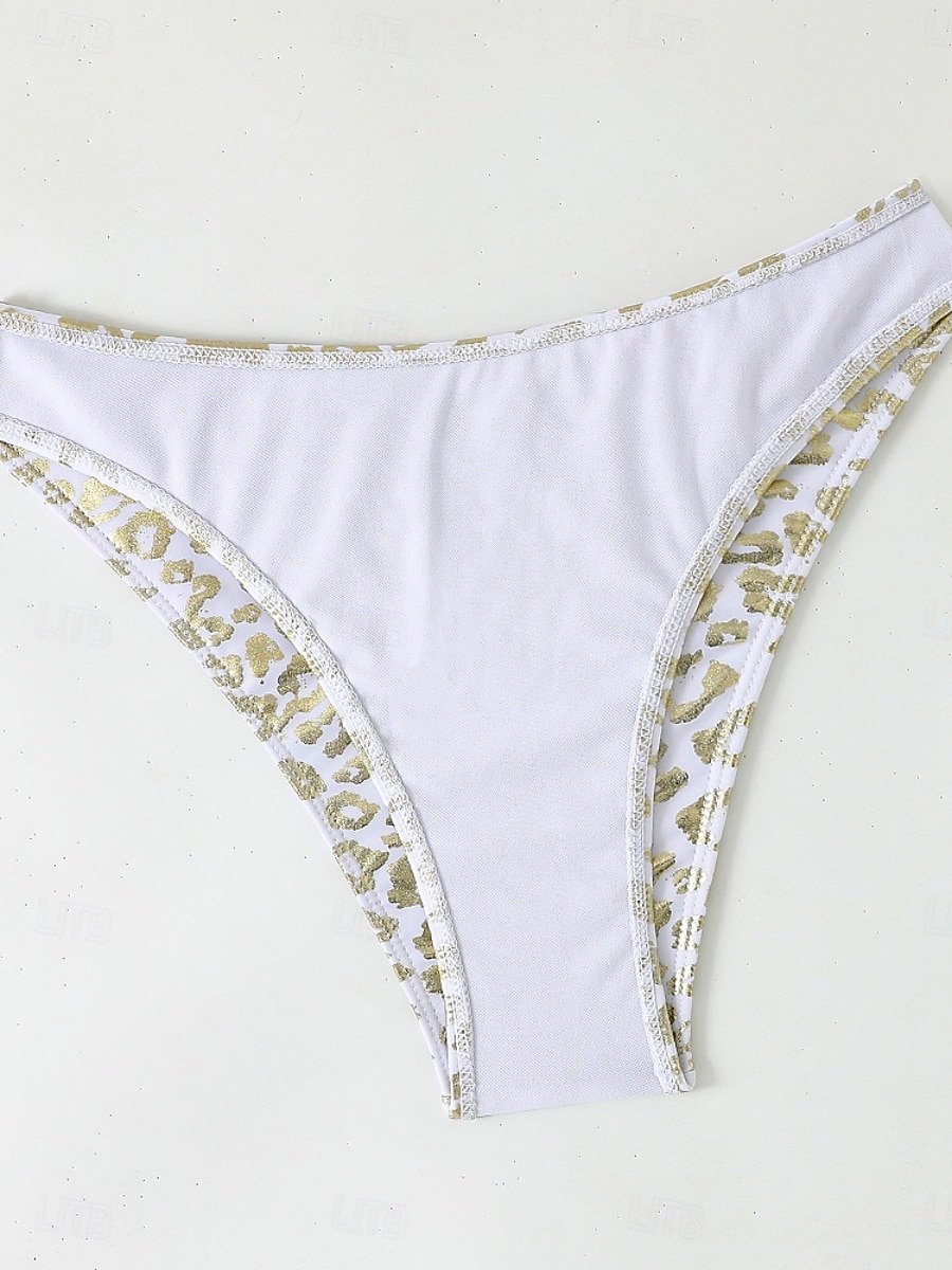 Kostium kąpielowy bikini damski 2-częściowy z leopardem seksowny slim bez pleców wakacyjny strój plażowy dekolt halter bez rękawów 2026 - $22.99 –P7