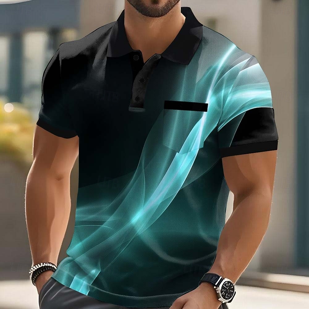 Per uomo Geometrico Polo Manica Corta Magliette polo Camicie con Colletto Business Casual All'aperto Athleisure Abbigliamento quotidiano Stampa 3D Bottoni Estate Blu Rosso Marrone del 2026 a $22.99 –P3