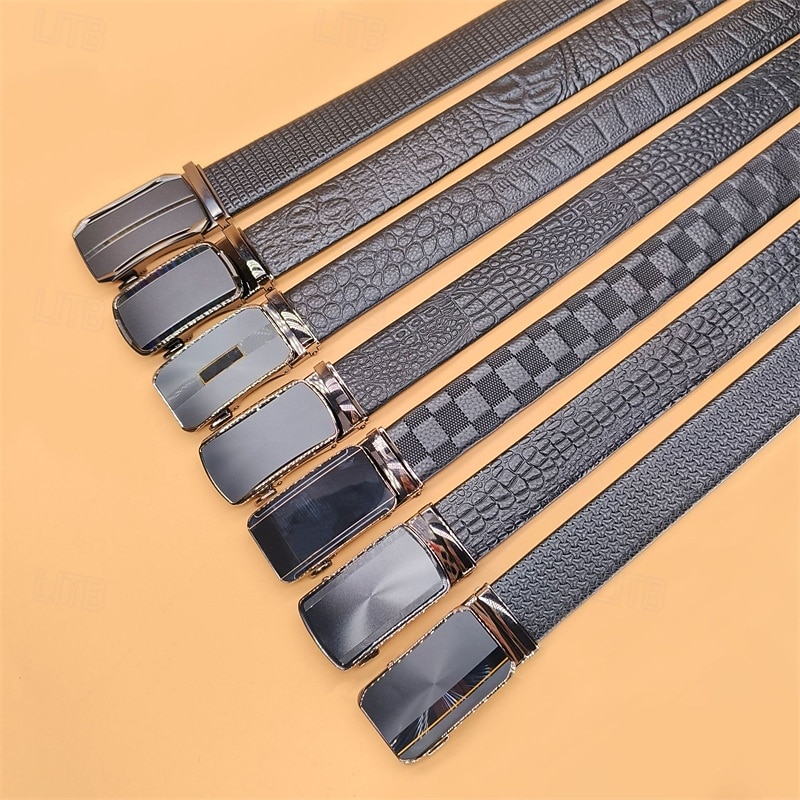 Men's Genuine Leather Belt Belt Brass Square Buckle Dermis Alloy Vintage Durable Adjustable Plain Black Kakhi Outdoor Daily Waist Belt 2026 - $32.99 –P12