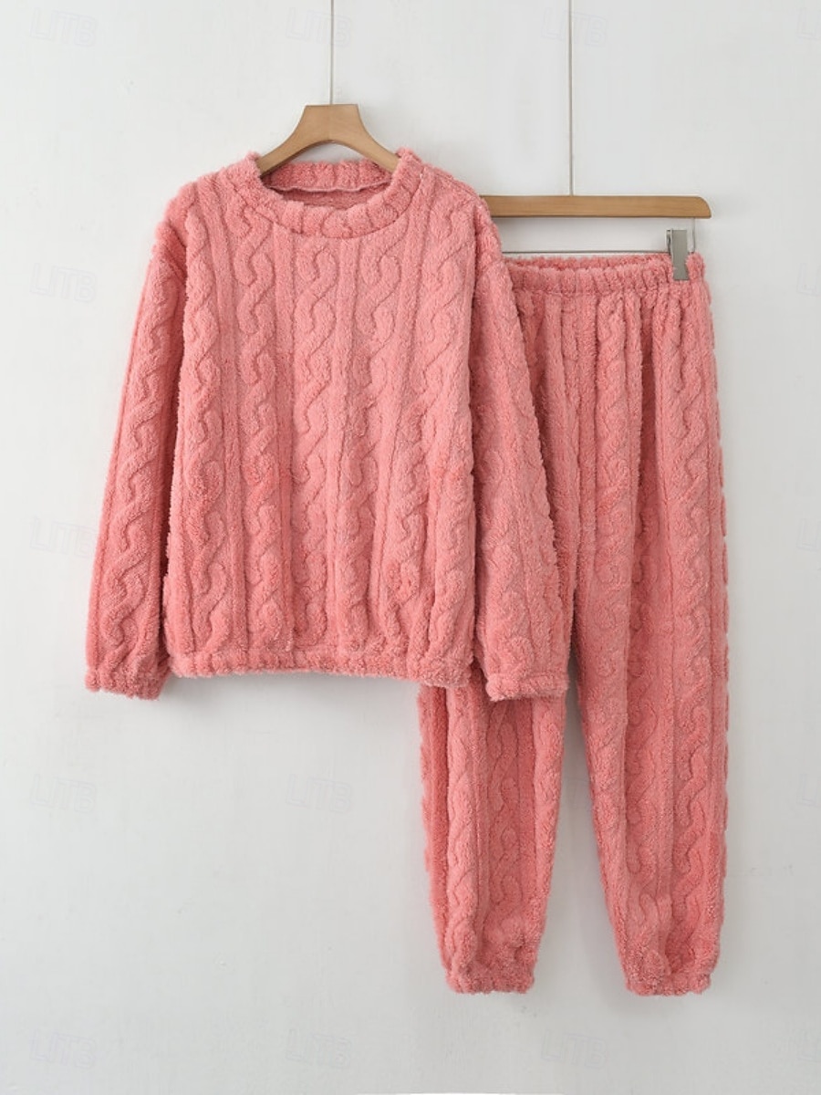 Női Pizsama Alkalmi Kényelmes Tiszta szín Rugalmas derék Nadrág Otthon Napi Hosszú ujj Terített nyak Fehér Rubin Sötétkék Bíbor Khakizöld Tavasz Ősz Tél Laza öltözet 2026 - $24.99 –P5