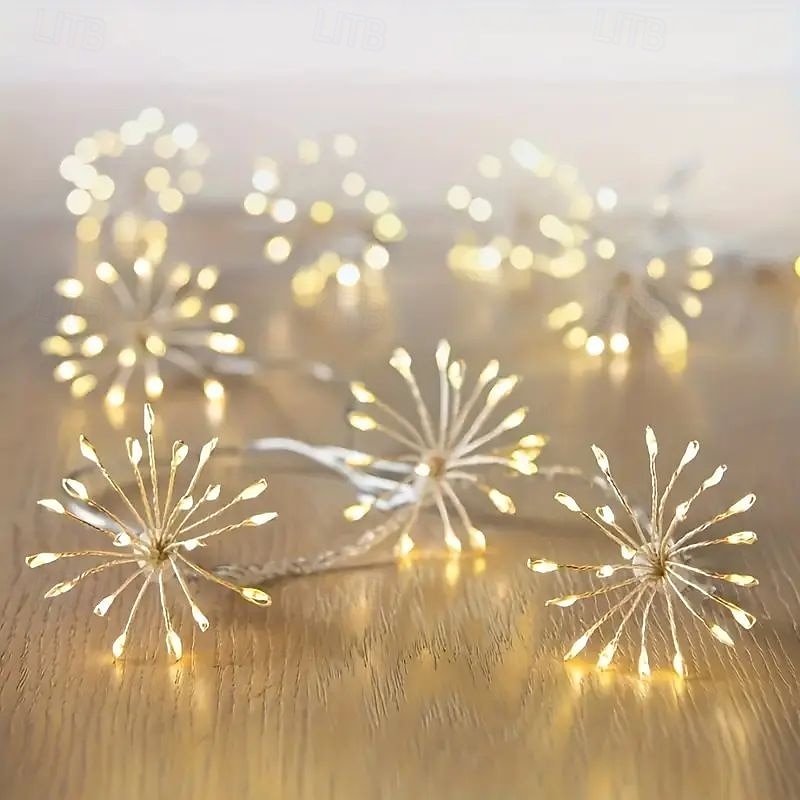 LED Fairy String Lights Remote Control 8 Modes Fireworks Lights 3m 100LED Firecracker String Lights USB Powered for Christma Wedding Birthday Valentine Day New Year Indoor Outdoor Decoration 2026 - $17.99 –P2