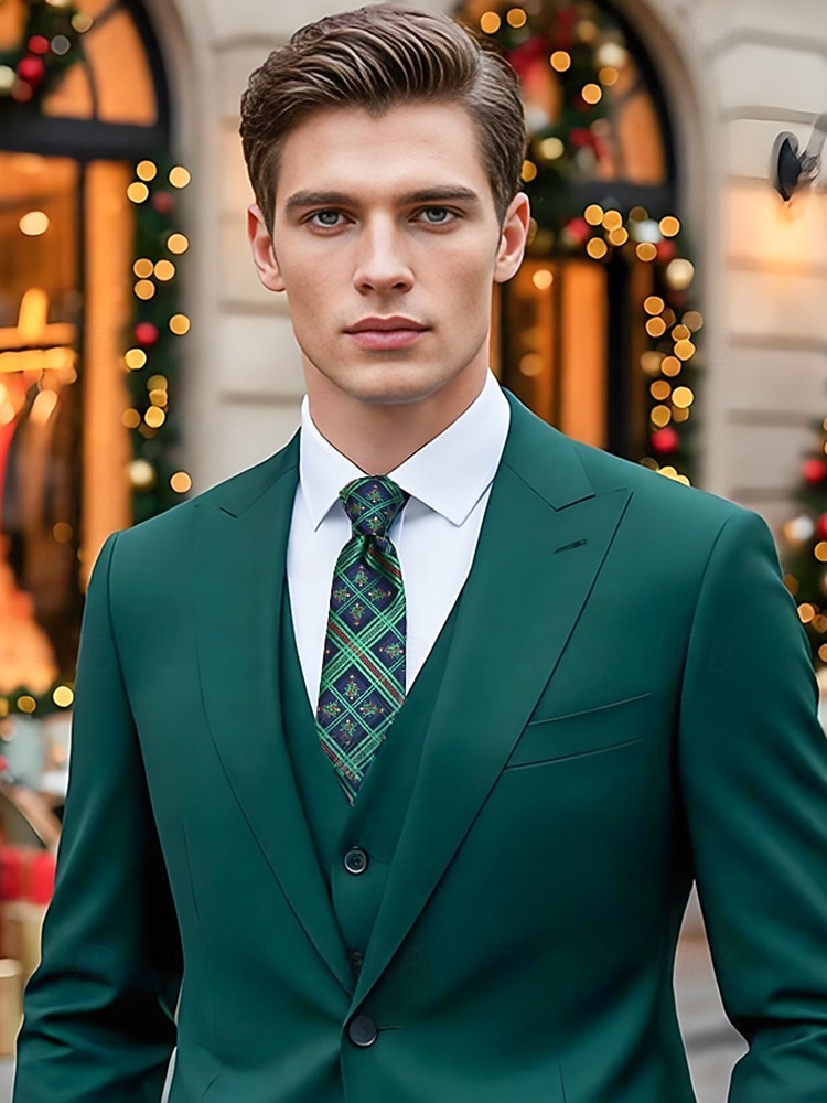 עניבות חג המולד לגברים, דוגמאות חגיגיות, משבצות אדומות וירוקות, פתיתי שלג, מוכנות למתנה, עיצובים רבים למסיבות חג המולד וללבוש משרדי 2026 - $11.99 –P1