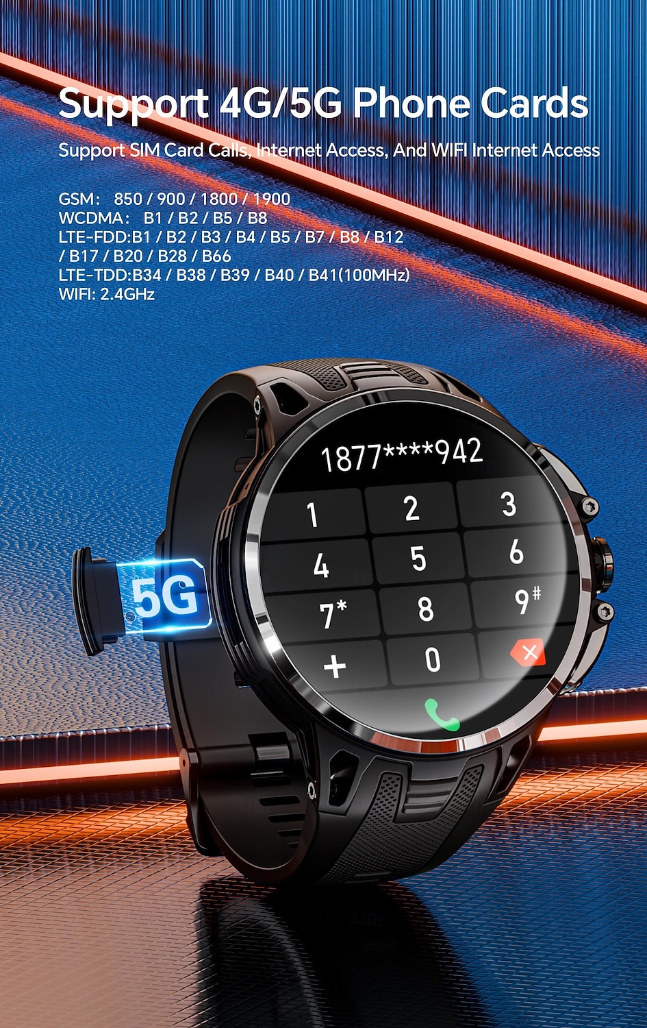 Relógio inteligente Lokmat Appllp 4 Pro de 1,75 polegadas com 4G LTE, pedômetro, lembrete de chamadas, monitor de sono, compatível com Android e iOS, unissex, GPS, IPX-1, caixa de 50 mm. de 2026 por $213.09 –P19