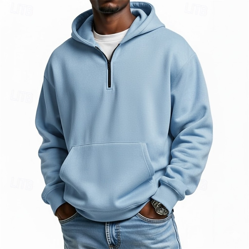 Herre Hattetrøje Genser Hettegenser med glidelås Rosa Militærgrønn Lysegrønn Lyseblå Med hette عادي Lomme Quarter Zip Avslappet Daglig Sport & Utendørs Polyester Gatemote Sportsklær Fritid Høst Vinter 2026 - $37.99 –P5