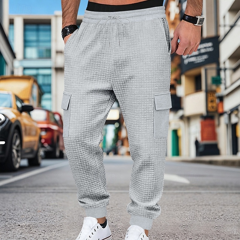 Bărbați Pantaloni de sport cargo Pantaloni Sport Joggeri Pantaloni Pantaloni Waffle Cordon Buzunar Talie elastică Simplu Confort Απαλό Zilnic În aer liber Concediu Vacanță Modă Negru Verde Militar 2026 - $25.99 –P21
