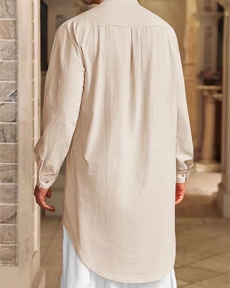 Homme Loungewear Chemise de Nuit Uni Élégant Confort Maison Quotidien Coton Respirant Col montant manche longue Printemps Automne Noir Blanche de 2026 ? $30.99 –P18