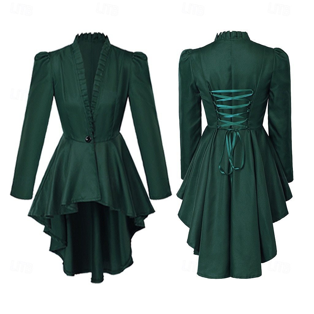 Πανκ & Γκόθικ Μεσαίωνα Αναγέννησης Επίστρωση Στολές Ηρώων Καμπαρντίνα Μάγος Κορίτσι Goth Μονόχρωμο Φανταχτερή Φόρεμα Γυναικεία βασιλικός Steampunk Walpurgis Night Απόκριες Μασκάρεμα 2026 - $55.99 –P3