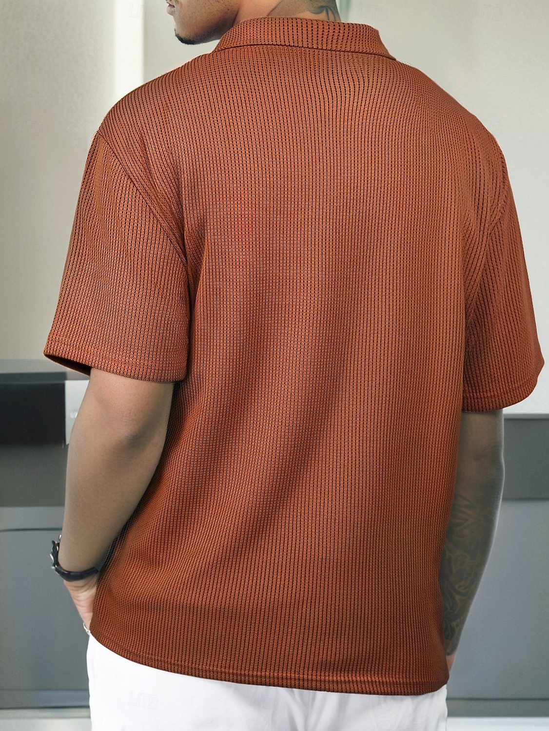 Men's Waffle Polo Shirts Textured Casual Sports Lapel Ribbed Polo Collar Short Sleeve Fashion Basic Plain Classic Plain Summer Spring Regular Fit White Waffle Polo Shirts 2026 - $20.99 –P8
