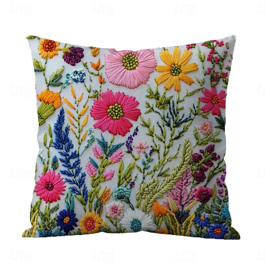 Floral Pattern Pillow Cover 2D Flat Print Soft Comfortable Cushion Case with Faux embroidery for Living Room Sofa Bedroom Home Decoration 2026 - $9.99 –P11