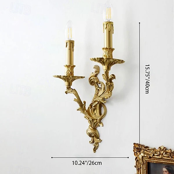Candelabro de parede francês tradicional de luxo em latão esculpido com 2/3 lâmpadas para quarto. de 2026 por $486.29 –P7