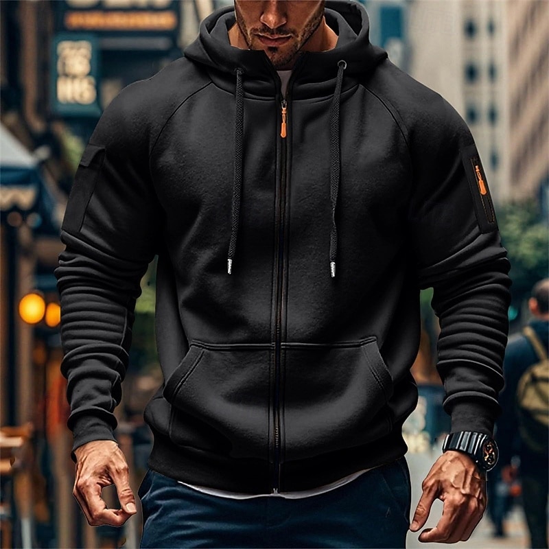 Homens Moletom Full Zip Hoodie Moletom com zíper Azul Preto Branco Verde Tropa Vinho Com Capuz Tecido Zip Up Bolsos Desportos e Ar livre Casual Diário Roupa de rua Designer Básico Primavera Outono de 2026 por $15.99 –P13