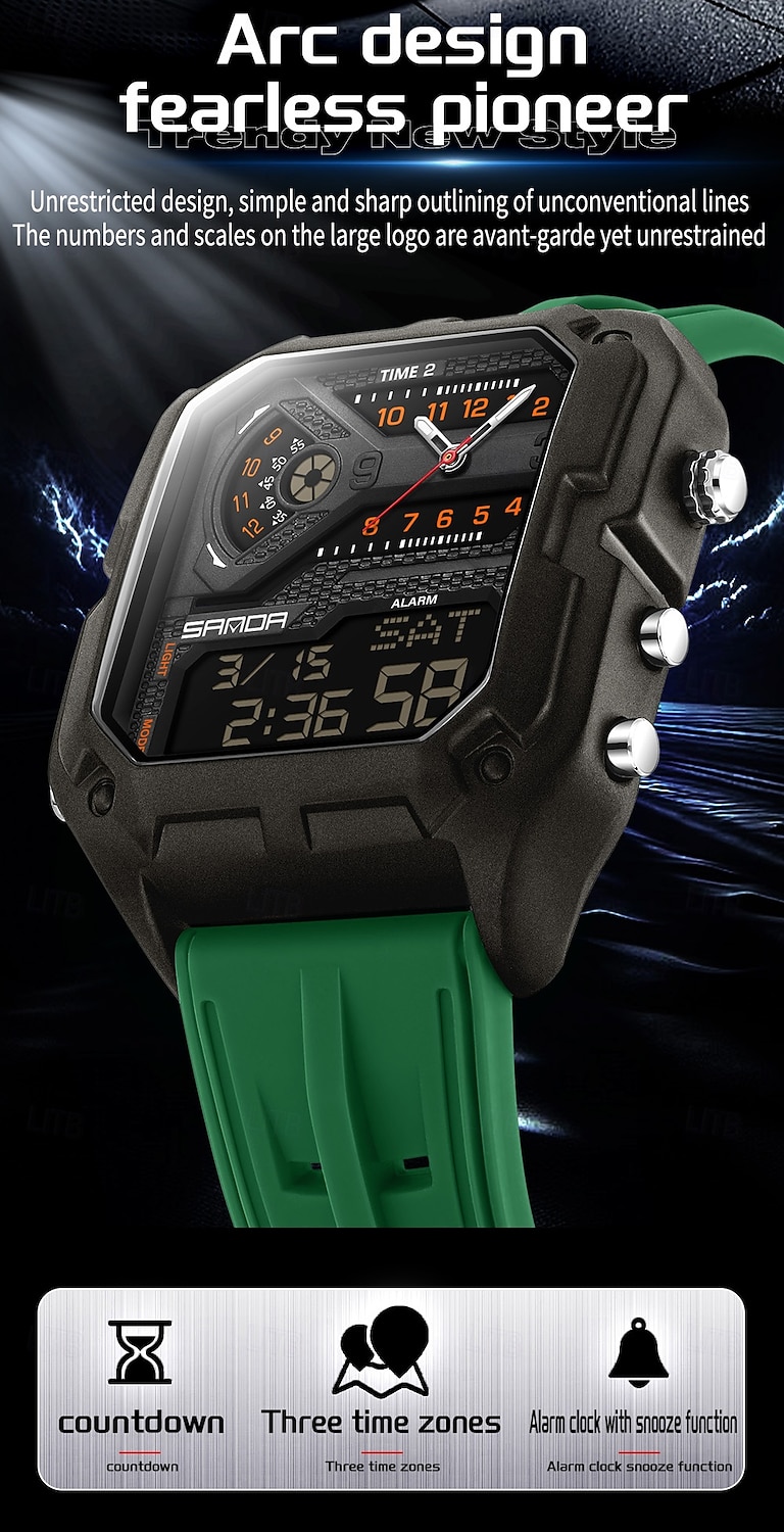 SANDA 6278 Brand Fashion Men's Electronic Watch Multifunction Alarm Clock Luminous Calendar Sports Digital Watches 2026 - $47.99 –P2