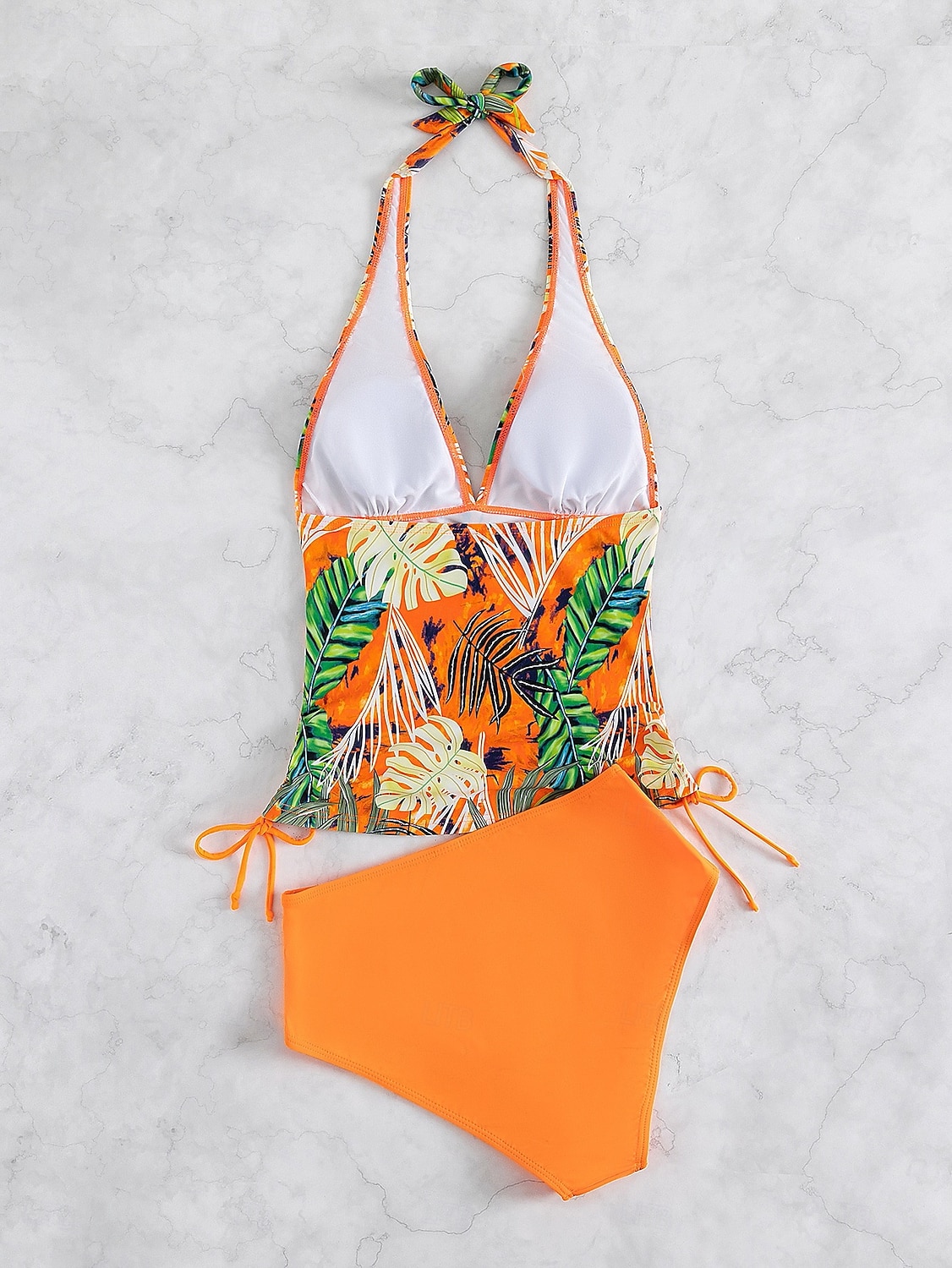 Costume da bagno tankini da donna 2 pezzi arricciato palmo cheeky controllo pancia vita alta slinguato senza schiena vacanza in spiaggia scollatura a halter floreale senza maniche del 2026 a $22.99 –P7